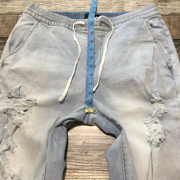 Nova Men Denim Jogger Pants Men’s S Light Wash Blue Distressed (Inseam 29). - Picture 3 of 11